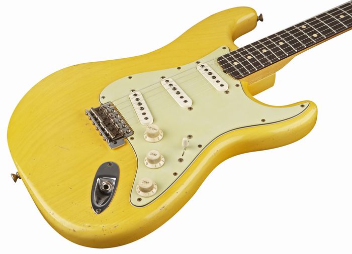 Fender Custom Shop 1961 Stratocaster Relic Ash Electric Guitar Master Built by Dale Wilson Transparent Yellow