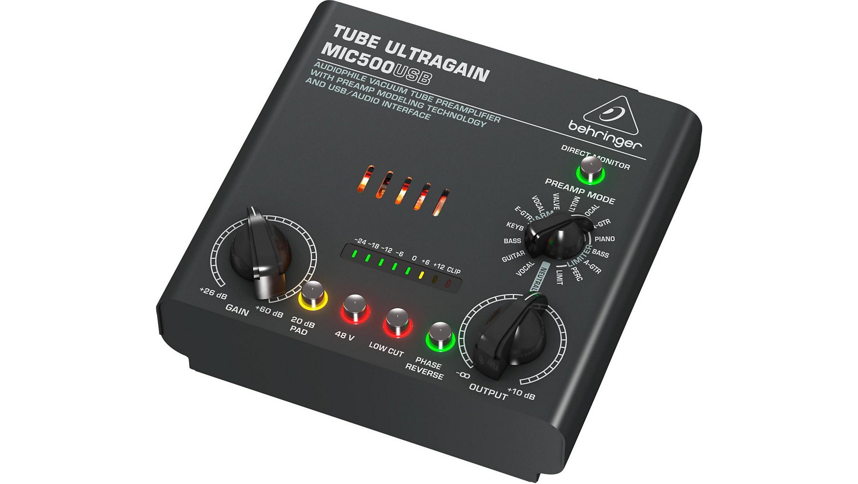 Behringer MIC500USB Audiophile Vacuum Tube Preamplifier with Preamp Modeling Technology and USB/Audio Interface