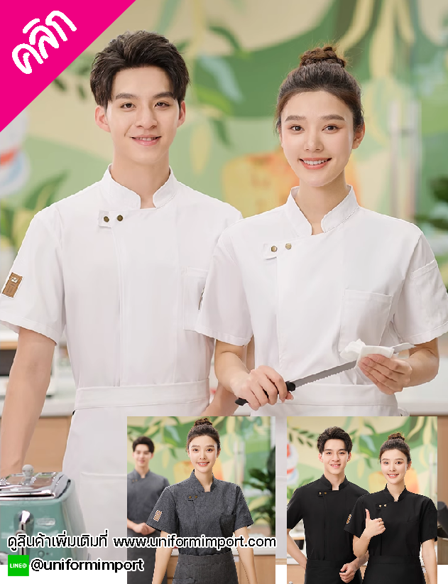 เสื้อเชฟ ++คลิกดูรายละเอียดด้านใน เสื้อพนักงานโรงแรม เสื้อกุ๊ก เสื้อพ่อครัว เสื้อแม่ครัว เสื้อเชฟหญิง เสื้อเชฟชาย