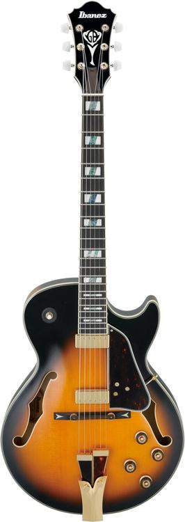 Ibanez GB Series GB10SE George Benson Signature Hollow Body Electric Guitar - Brown Sunburst Tortoise Pickguard