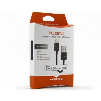 V-MODA v-tuono-black Tuono 3.75-Inch Apple USB to Lightning Cable - Black