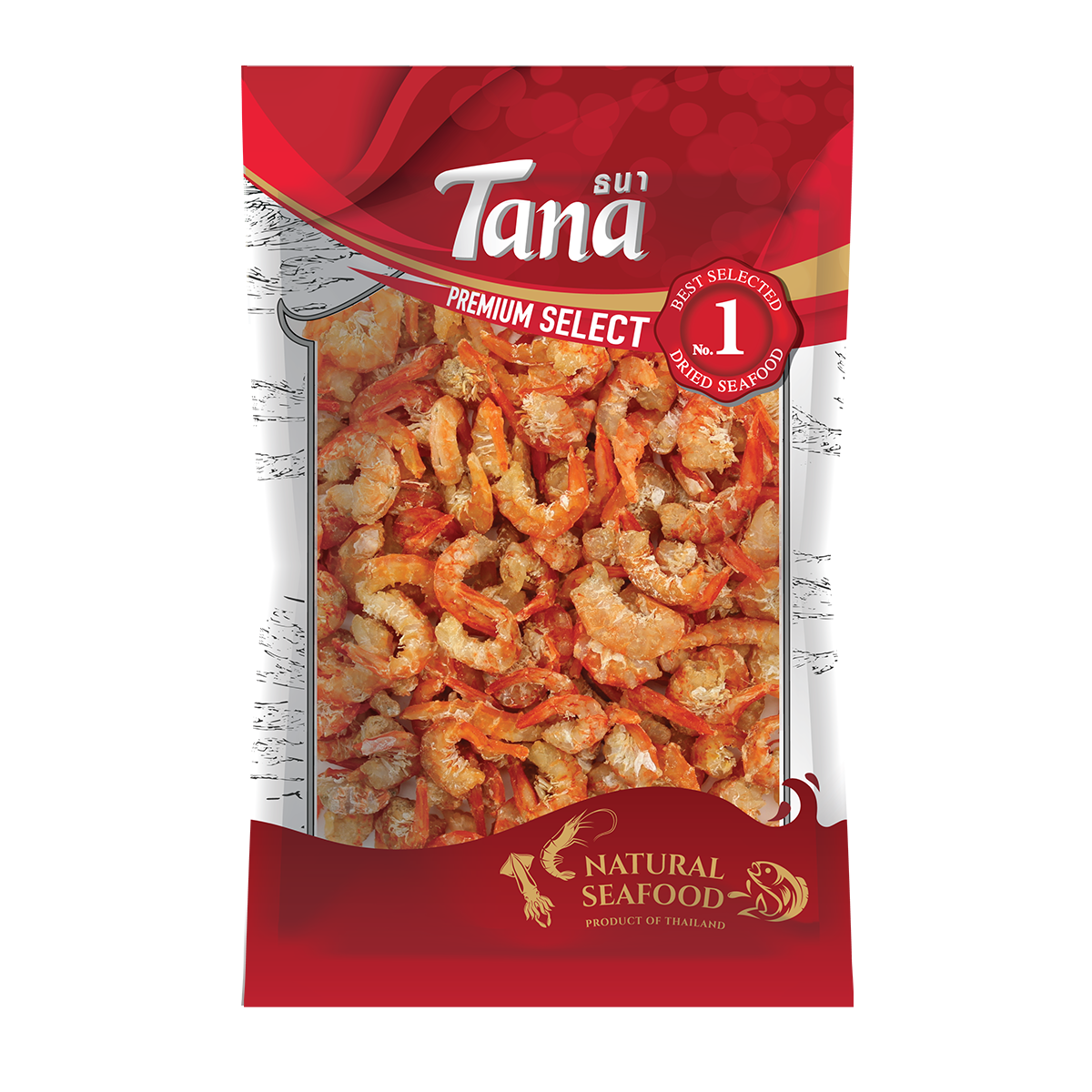 Tana ธนา พรีเมี่ยม กุ้งทะเลแห้ง (กุ้งทะเลอันดามัน) 100 กรัม Dried sea shrimp (Andaman)