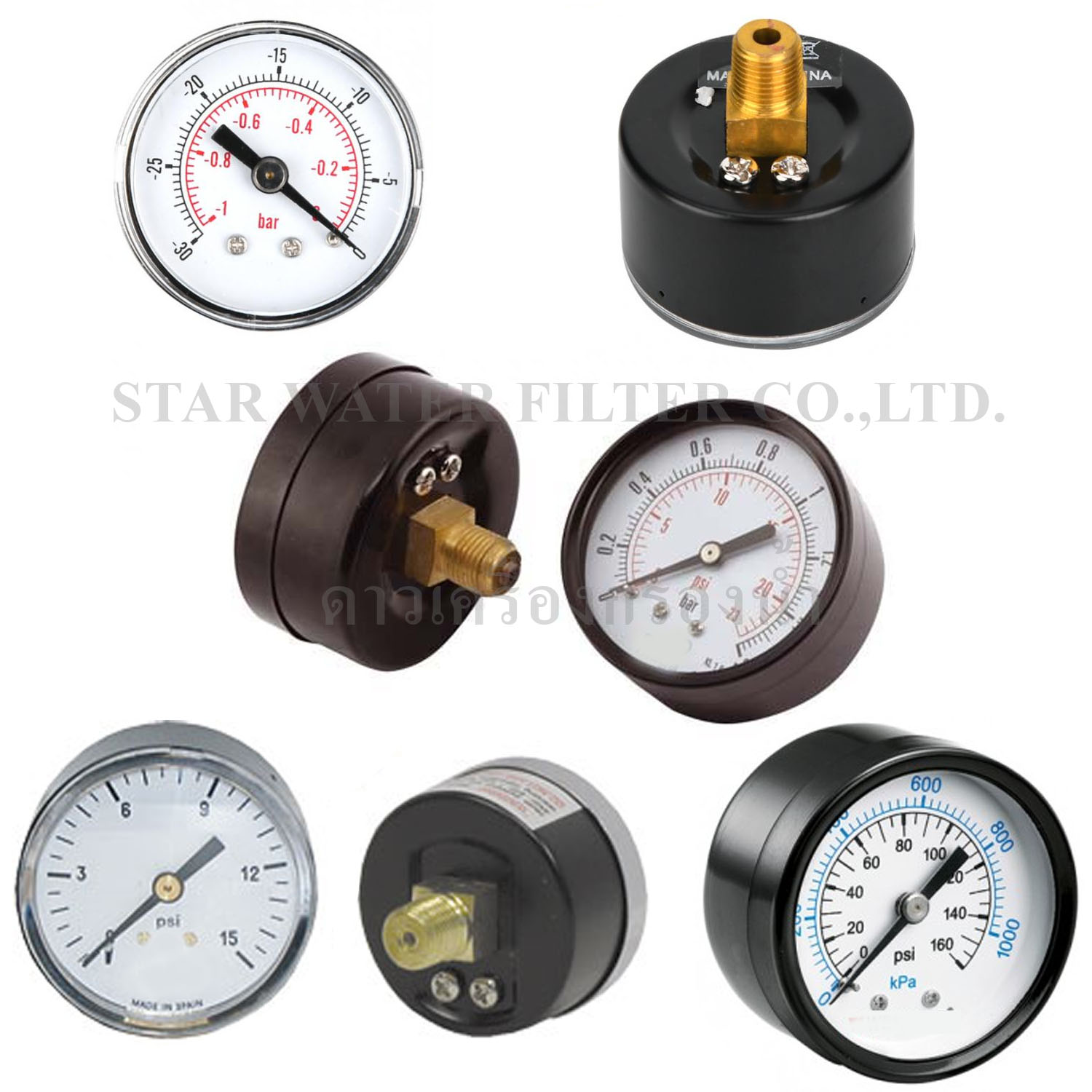 Dry Pressure Guage 2.5" (NO OIL) เกลียว 1/4" ยึดหลัง