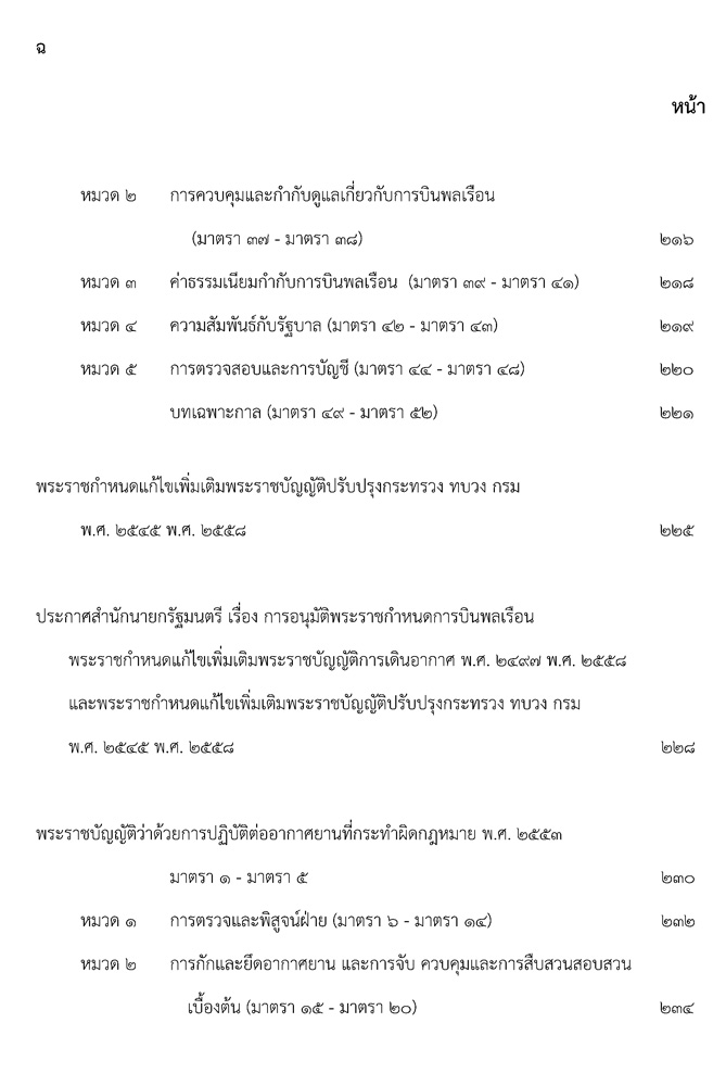 กฎหมายการเดินอากาศ (กฎหมายการบิน) และกฎหมายที่เกี่ยวข้อง