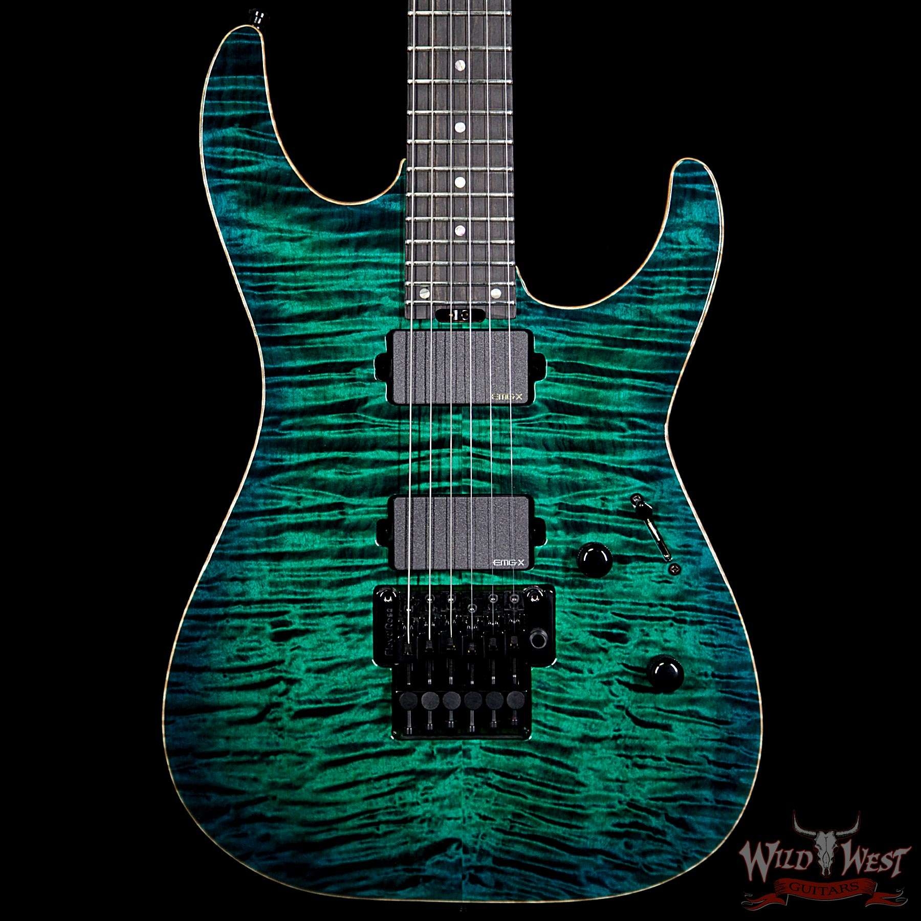 ESP USA M-II FR Flame Maple Top with Ebony Fretboard - Emerald Green Sunburst