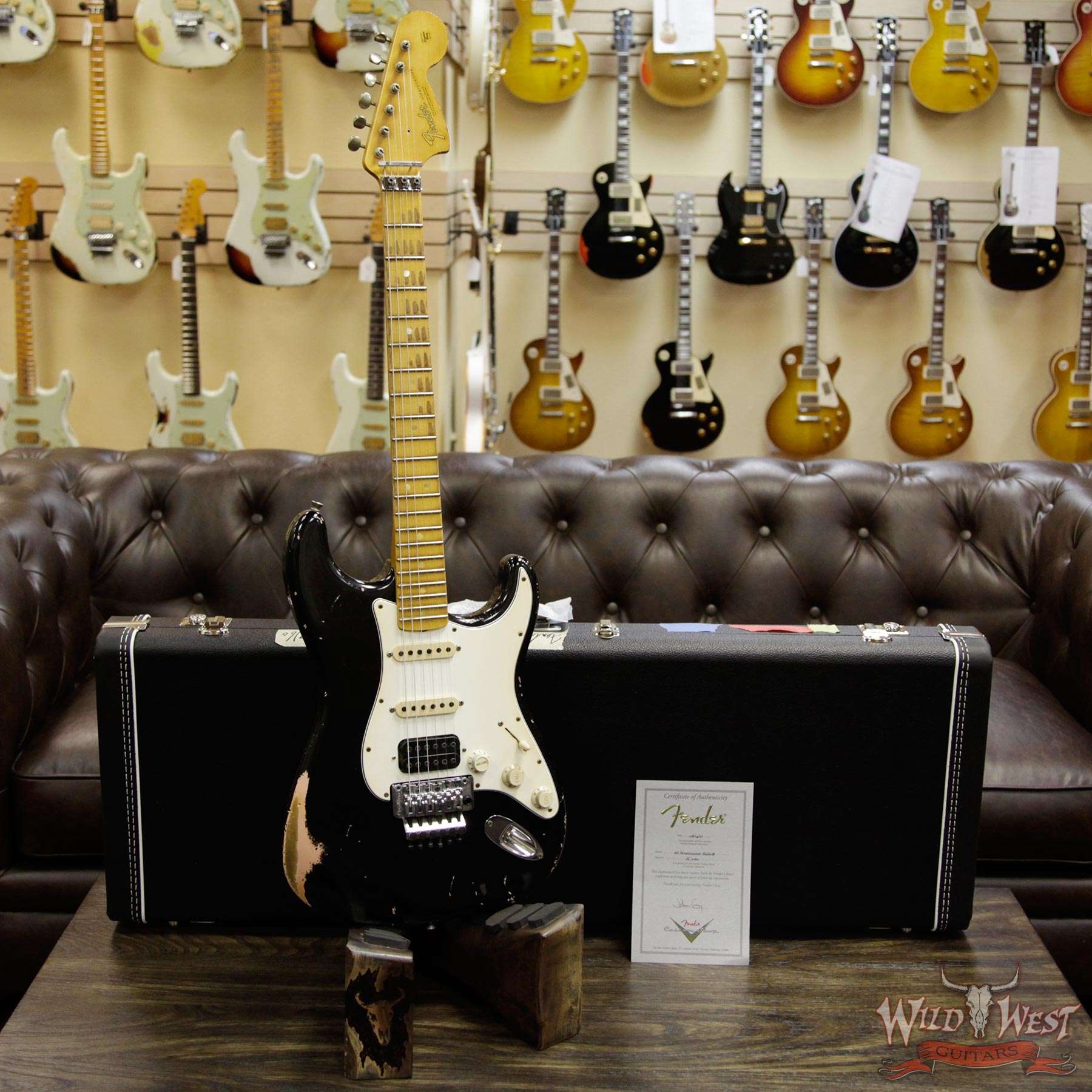 Fender Custom Shop Masterbuilt 1966 Stratocaster Floyd Rose Relic Black Over Shell Pink by John Cruz