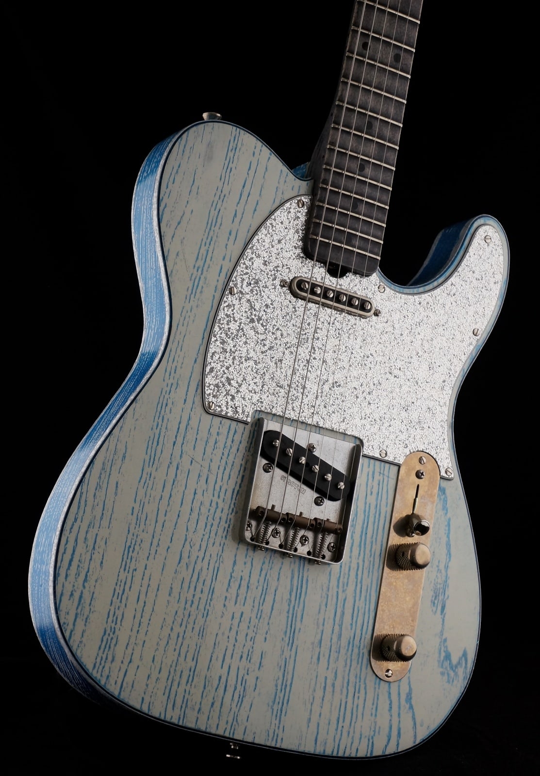 Palir Guitars Mojo Titan in Pelham Blue & White with Silver Sparkle Binding