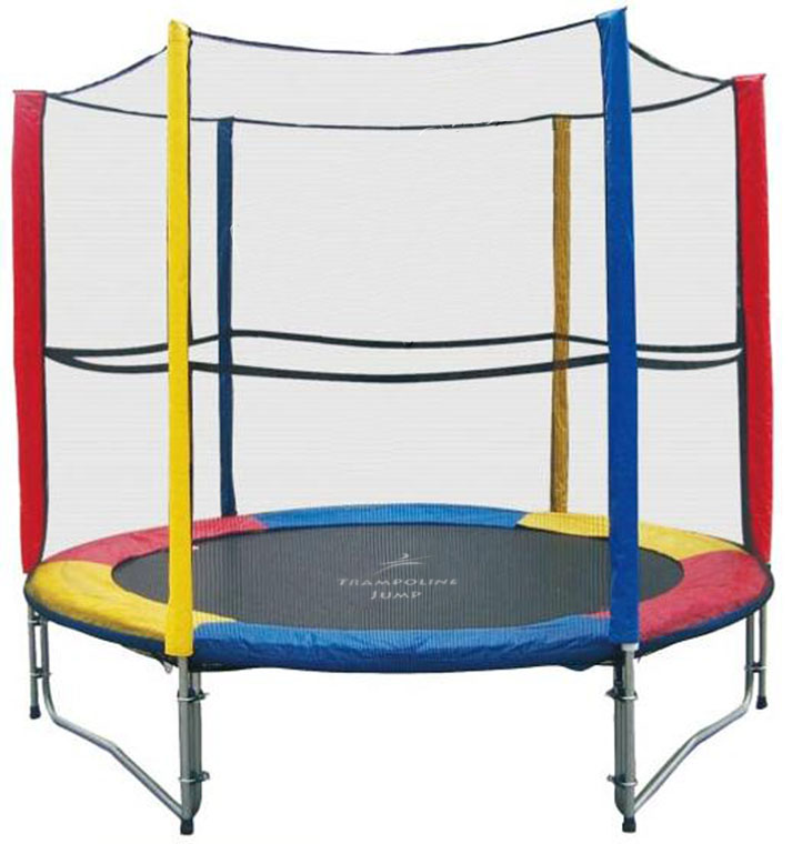 แทรมโพลีน 8 ฟุต สีรุ้ง เสารุ้งl สปริงบอร์ด trampoline เครื่องออกกำลังกายเพิ่มความสูง รับน้ำหนักได้ถึง 150 kg