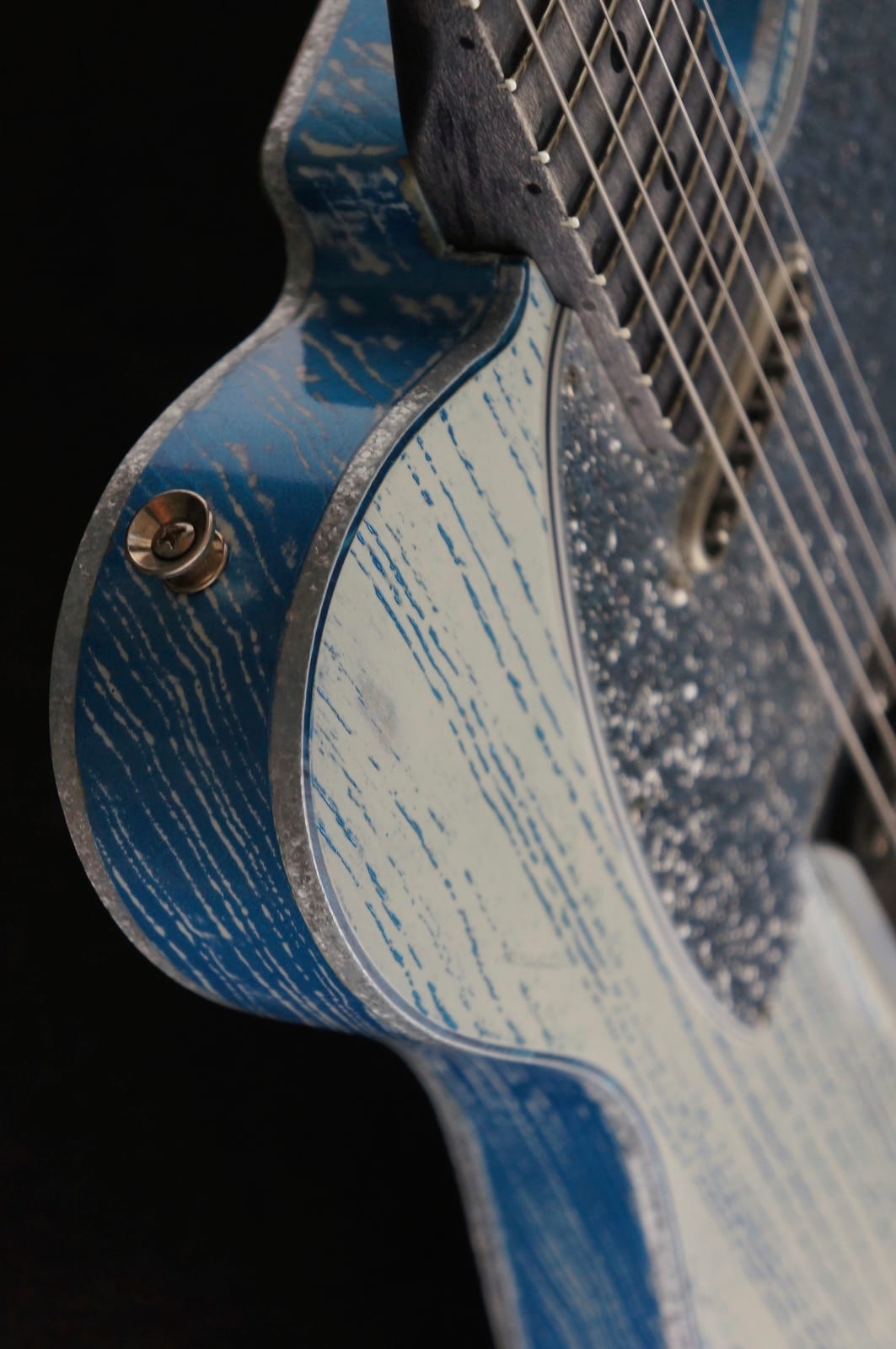 Palir Guitars Mojo Titan in Pelham Blue & White with Silver Sparkle Binding
