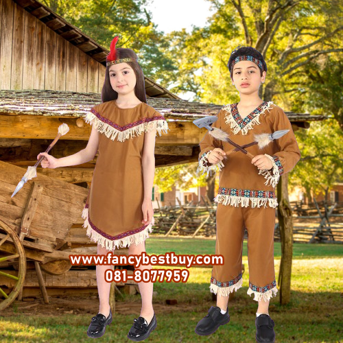 ชุดแฟนซีเด็กอินเดียแดง Indiana Boy มีขนาด M110-120