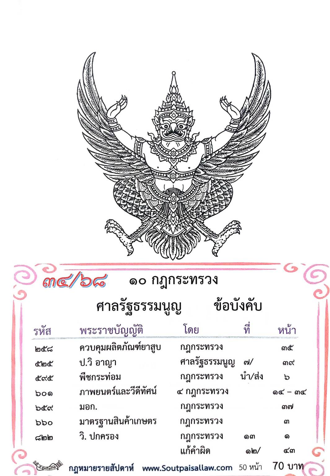 กฎหมายใหม่ ตอนที่ 34/68 10 กฎกระทรวง ศาลรัฐธรรมนูญ ข้อบังคับ