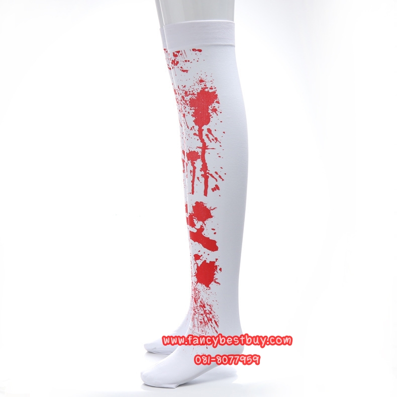 ถุงน่องลายเลือด แบบที่ 1 สำหรับประกอบชุดซอมบี้ สำหรับวันฮาโลวีน ยาว 68 ซม.