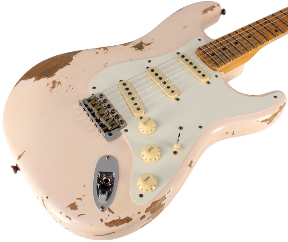 Fender Custom Shop 1956 Heavy Relic Strat Guitar, Super Faded, Aged Shell Pink