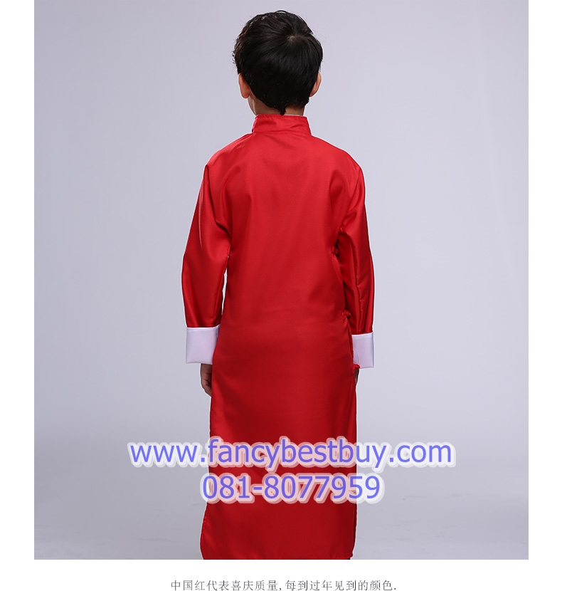 ชุดประจำชาติจีน ชุดเจ้าพ่อเซียงไฮ้ สำหรับ เด็กชาย สีแดง มี ขนาด 120