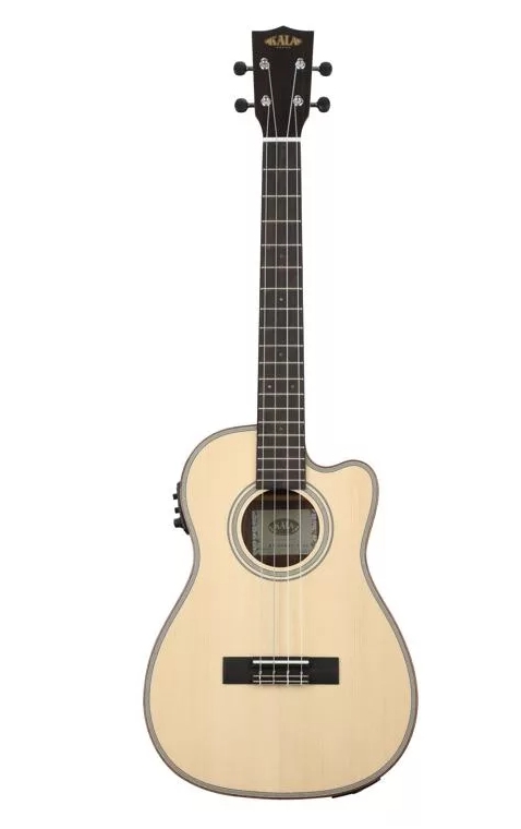 Kala Solid Spruce Top Striped Ebony - Baritone w/ Cutaway and EQ