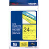 TZE651 Brother เทปพิมพ์อักษร ขนาด 24 มม. ดำ/เหลือง แบบเคลือบพลาสติก