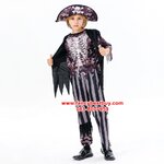 ชุดแฟนซีเด็ก ชุดโจรสลัด ชุดฮาโลวีนโจรสลัดโครงกระดูก มีขนาด S110-120, M 120-130, L 130-140, XL 130-140