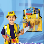 ชุดแฟนซีอาชีพวิศวกร สีเหลือง Engineer ใส่ได้ทั้งเด็กชายหญิง (เสื้อ+หมวก+กระเป๋าคาดเอว+อุปกรณ์ 5 ชิ้น) ฟรีไซด์ สำหรับเด็ก 90-125 ซม. อายุ 3-7 ขวบ