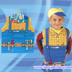 ชุดช่าง แบบผ้าพิมพ์ลาย ใช้ได้ทั้งเด็กชายและเด็กหญิง (เสื้อ+หมวก ) ขนาดฟรีไซด์ สำหรับเด็ก 90-125 ซม. อายุ 3-7 ขวบ