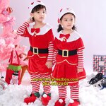 ชุดแซนต้า ชุดแซนตี้ ชุดคริสมาสเด็ก Christmas Costume สำหรับ เทศกาลวันคริสมาส มีขนาด 110, 130, 140