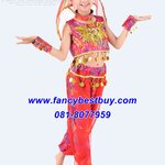 ชุดเประจำชาติอินเดียเด็กหญิง ชุดแฟนซีนานาชาติของอินเดีย สีแดง อุปกรณ์ครบตามรูป ขนาด 120, 150