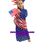 ชุดประจำชาติอเมริกา ชุด Indepence Day ขนาด L 125-135, XL 135-145 ชุดกระโปรงยาว+หมวก+สายคาดสีแดง (ไม่รวมธงชาติ)
