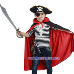 ชุดโจรสลัดเด็ก ใช้ได้ทั้งเด็กชายและเด็กหญิง ขนาดฟรีไซด์ ประกอบด้วย หมวกแบบแบ็ง+ที่ปิดตา+ผ้าคลุม 80 ซม. +ดาบ