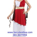 ชุดเจ้าหญิงกรีก สีแดง ชุดแฟนซีประจำชาติกรีกโรมัน ผู้หญิง สำหรับใช้เป็นชุดประจำชาติอาณาจักรกรีกโรมัน