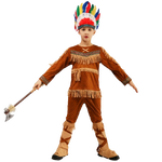 ชุดแฟนซีเด็กอินเดียแดง+ปีกนกประดับผม Indiana Boy มีขนาด S 110-120, M 120-135, L 135-150