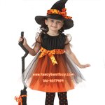ชุดฮาโลวีน ชุดแม่มด สีส้ม สำหรับแฟนซีวันฮาโลวีน มี ขนาด 110, 120, 130, 140