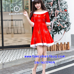 ชุดแซนตึ้ ชุดกระโปรงคริสมาส สีแดง Santy Costume ขนาดฟรีไซด์ มีหมวกและเขากวางให้