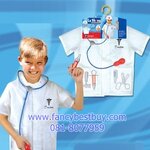 ชุดแฟนซีอาชีพ ชุดหมอ ชุดแฟนซีคุณหมอแขนสั้น สีขาว ใช้ได้ทั้งเด็กชายและเด็กหญิง (เสื้อผ้าร่มสีขาว+อุปกรณ์ 5 ชิ้น) ขนาดฟรีไซด์สำหรับเด็ก 90-125 ซม. อายุ 3-7 ขวบ