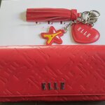 เซ็ตกระเป๋าสตางค์และพวงกุญแแจ ELLE แดง ใหม่ แท้