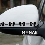 สติ๊กเกอร์ ติดรถ ติดกระจกมองข้าง ลายโบว์ สีดำ