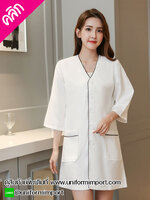 เสื้อกาวน์++คลิกภาพดูรายละเอียดด้านใน ชุดกาวน์ร้านเสริมสวย เสื้อคลุมร้านเสริมสวย เสื้อคลุมร้านทำเล็บ เสื้อกาวน์หมอ เสื้อคลุมร้านเสริมสวย