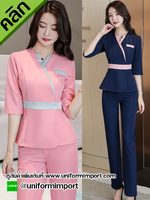 ชุดฟอร์มพนักงาน ++คลิกดูรายละเอียดด้านใน ชุดฟอร์มคลินิก ชุดพนักงานต้อนรับ ชุดทำงานผู้หญิง ชุดยูนิฟอร์ม