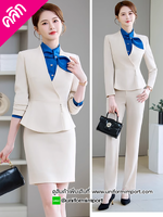 ชุดฟอร์มพนักงานสูทแขนยาว ++คลิกภาพดูรายละเอียดด้านใน ชุดทำงานผู้หญิง ชุดยูนิฟอร์ม uniform เสื้อสูทผู้หญิง