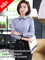 เสื้อเชิ๊ตผู้หญิงสีเทา ++คลิกภาพดูรายละเอียดด้านใน เสื้อเชิ๊ตหญิง เสื้อฟอร์มพนักงาน เสื้อพนักงานต้อนรับ