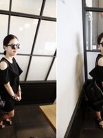 เสื้อคลุมท้องแฟชั่น เปิดไหล่ สีดำ ตัวนี้งานดีค่ะ