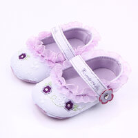 รองเท้าเด็กอ่อน 0-12เดือน รองเท้าเด็กหญิง สีขาวลายดอกม่วง size 11 cm
