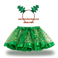 กระโปรงสีเขียว+ที่ประดับหัวสีเขียว Size L 120-130