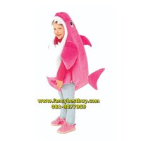 ชุดปลาฉลามสีชมพู Size 100 สูง 90-100 ซม