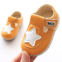 รองเท้าเด็กอ่อน0-12เดือน สีเหลือง ปักรูปดาวสีขาว size 15 (11.5cm)