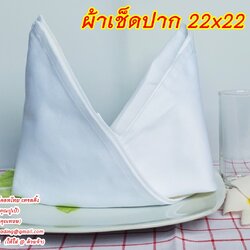 ผ้าเช็ดปาก สีขาว (Napkin) ขนาด 22"x22"นิ้ว
