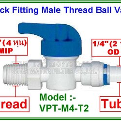 Ball valve plastic union male thread 1/2" MIP & tube 1/4" OD