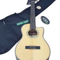 Kala KA-SSEBY-B-CE Solid Spruce Top Striped Ebony Baritone Ukulele Cutaway wEQ Eclipse