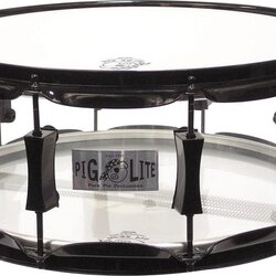 Pork Pie Acrylic Snare Drum with Black Powder Hardware Clear 6x14 Inches