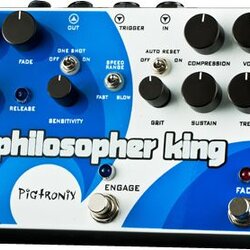 Pigtronix Philosopher King Compressor and Sustainer Guitar Effects Pedal (White and Blue)