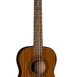 Luna Guitars Vintage Mahogany Baritone Ukulele in Red Satin Satin Natural