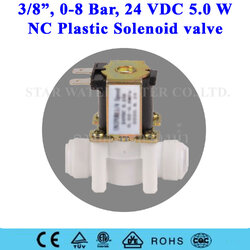 Solenoid Valve Plastic 3/8"(3 หุน) 24 VDC (NC) Quick Connect ขั้วเสียบสาย